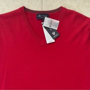 Daniel Cremieux Luxury Cashmere V Neck Pullover Sweater Mens Red $200 NWT